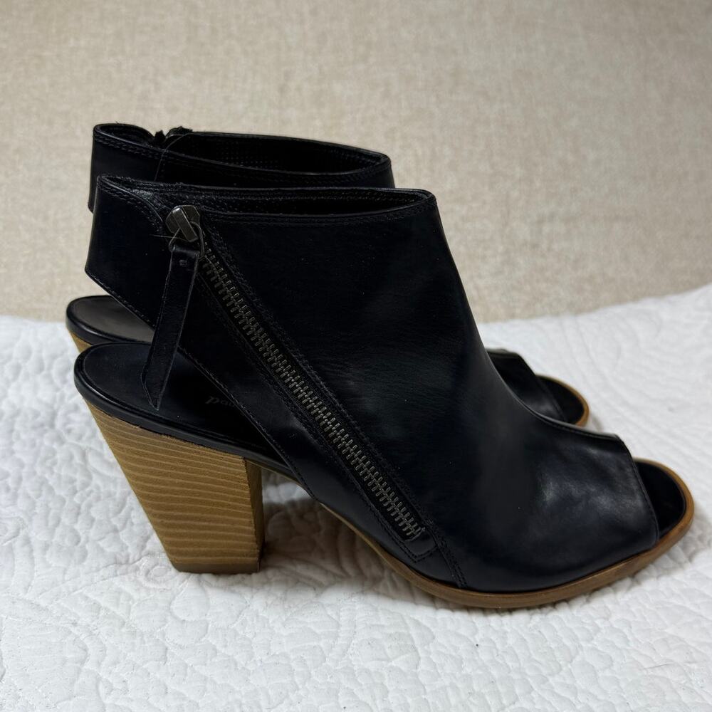 Paul Green Women's 7 Black Leather Heeled Sandal Slip On Dress Comfort Shoes - Picture 9 of 11